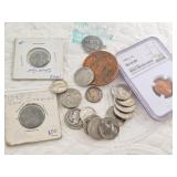 Mixed lot with 7 polished silver Mercury dimes, 12