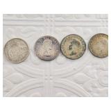 4 Silver Crown Territories coins, Canadian 50c x 2