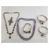 Variety of jewelry: beautiful necklace and several