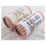 2 Unopened $25 rolls of Presidential Dollars:  Geo