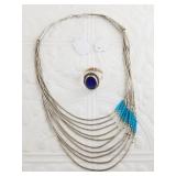 Lot with a sterling silver and Turquoise pawn styl