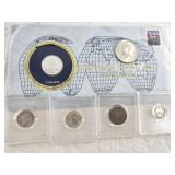 Variety of silver coins: 3 US dimes, 1944 Dominica