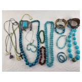 Large lot of fashion jewelry, mostly leather and T