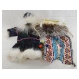 Lot with a hand made Native Alaskan miniature doll
