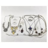 Nice lot of silver-toned jewelry