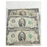 Three 1976 $2 bills