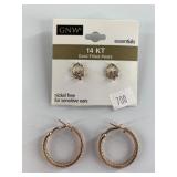 2 Pair of earrings: 1 is silver and diamond, other