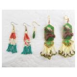 Beaded jewelry with porcupine quills and a pair of