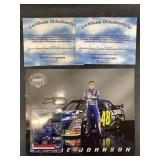 Several pieces of signed Jimmy Johnson Nascar memo
