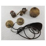 Nice lot:  antique Burg lock and key, several vint