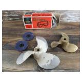 2 Boat propellers, 1 aluminum, 1 is brass