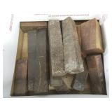 Box of exotic wood blocks: purple heart, ironwood,