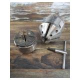 2 Lathe chucks with 1 key