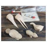 Hand carved wood and resin figurines from shop cla