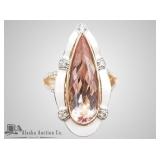 14kt Two tone gold, morganite and diamond ring, si