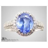 Unheated sri lanka blue sapphire and diamond ring,