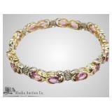 14kt two tone gold, natural pink sapphire and diam