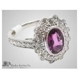 Gem quality sapphire and diamond ring, set in plat