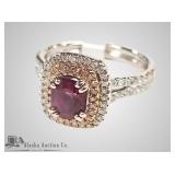 18kt Two tone gold, unheated Kashmir sapphire, and