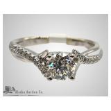 Designer 14kt White gold diamond ring, size 6.75.