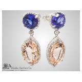 14kt Two tone gold, tanzanite and diamond earrings