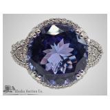 14kt White gold, Tanzanite and diamond ring, size