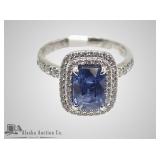 Sapphire and diamond ring, gem quality, set in pla