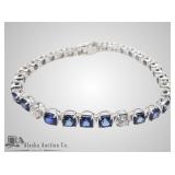 14kt White gold, natural blue sapphire and diamond