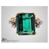 14kt Two tone gold, tourmaline and diamond ring, s