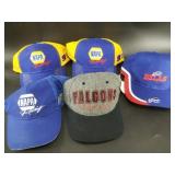 Variety of baseball caps: Buffalo Bills, Atlanta F
