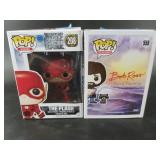 2 Funko Pops including 558 Bob Ross and raccoon