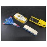 Variety of vintage and antique toy cars