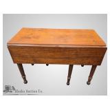 Walnut drop leaf antique dining table, surface is