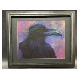 Matted and framed abstract raven print 18.75' x 22