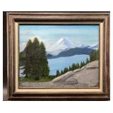 Unsigned original oil on canvas of an Alaskan Moun