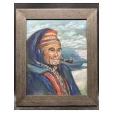 R. (L?) Winn? Beautiful oil on canvas of an Athaba