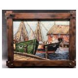 Szabo original oil painting 'the Dock' set in fabu