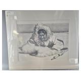 Fred Machetanz Stone lithograph, 'The Stalk' from