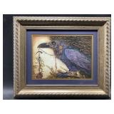 Double matted, signed raven print, by S. Lostimolo