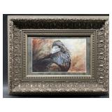 Raven print, matted and framed, frame is 17" x 12.