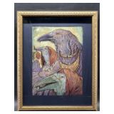 Stunning shadowbox frame of a raven print by S. Lo