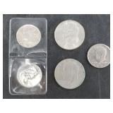 Lot of 5: 1971 S silver Eisenhower, 1957 silver Fr