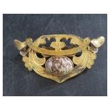 Beautiful Art Nouveau brooch with a polished caboc