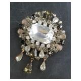 Lovely faceted fashion brooch with Czech rhineston
