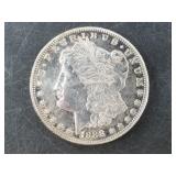 Morgan silver dollar:  1888 S cleaned