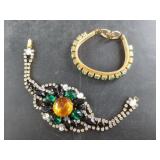 Pair of 2 vintage rhinestone bracelets