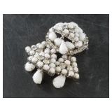 Vintage Kramer of New York milk glass and rhinesto
