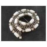 Vintage 1960s milk glass spiral pattern brooch