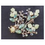 Vintage Austrian floral rhinestone and frosted gla