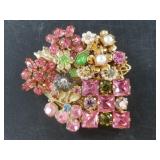 Vintage upcycle Austrian crystal fashion brooch